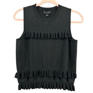 Ann Taylor Ruffle Sleeveless Knit Top Layering Tank Black Size S